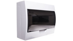 Rozdzielnica modułowa tworzywo 1x12 natynkowa IP40 IK06 N+PE II klasa drzwi transparentne szare DB112S 1X12P/SMD biały 3833