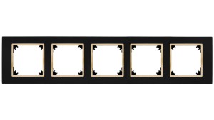 VESTRA ramka pięciokrotna IP20 czarny/złoty 3875-47