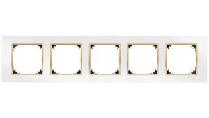 VESTRA ramka pięciokrotna IP20 biały/złoty 3875-27