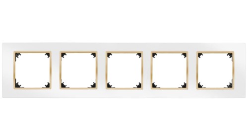 VESTRA ramka pięciokrotna IP20 biały/złoty 3875-27