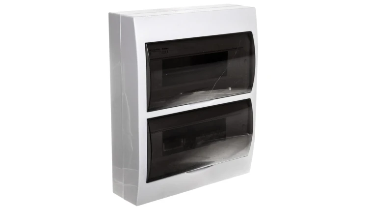 Rozdzielnica modułowa 2x12 natynkowa IP40 IK06 N+PE II klasa drzwi transparentne szare DB212S 2X12P/SMD biała 3835