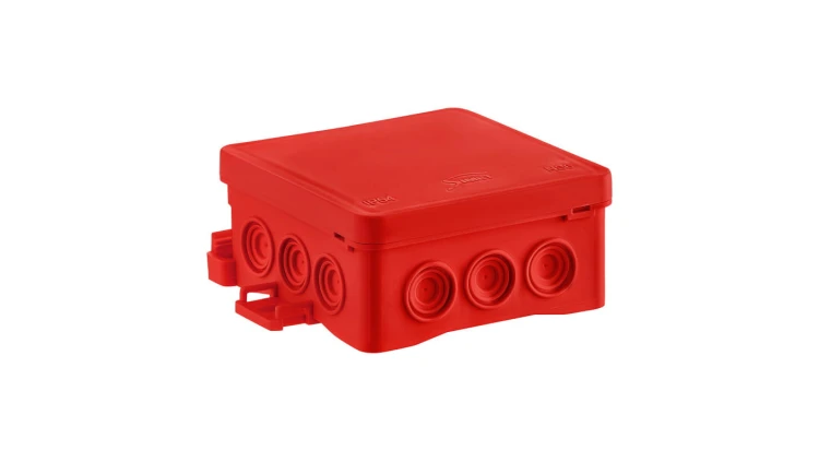Puszka naścienna 85x40x85mm z dławnicą zintegrowaną samozatrzaskowa, bezhalogenowa seria FASTBOXiHOOK czerwona IP54 NS6 35346101