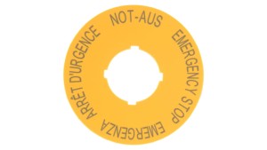 Tabliczka opisowa żółta okrągła fi60 EMERGENCY STOP M22-XBK1 216483