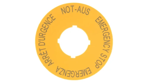 Tabliczka opisowa żółta okrągła fi60 EMERGENCY STOP M22-XBK1 216483