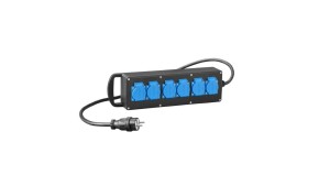 Rozgałęziacz przemysłowy RS-P gumowany 6x2P+Z z przewodem i wtyką 16A 250V czarny 7000-10