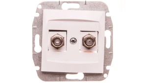 CARLA Gniazdo antenowe podwójne TV typ F-F bez ramki białe 1787-10