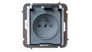 Sentia Gniazdo bryzgoszczelne z/u IP44 z klapką transparentną z przesłonami białe 1466-10