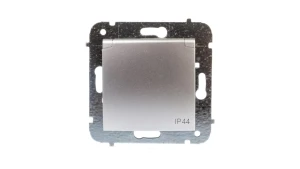 CARLA Gniazdo pojedyncze z/u IP44 z klapką z przesłonami srebrne 1736-16