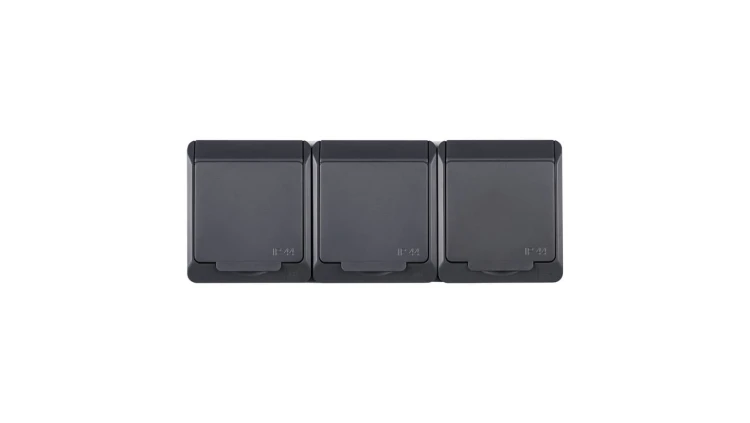 Hermes Gniazdo hermetyczne potrójne z/u Schuko antracyt 16A IP44 0326-07