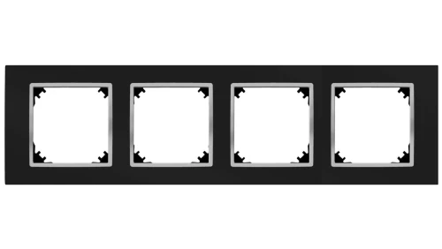 SANTRA ramka czterokrotna IP20 czarny/chrom 4174-46