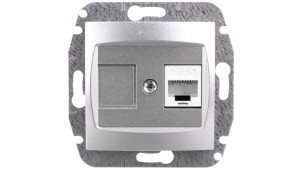 CARLA Gniazdo komputerowe pojedyncze RJ45 cat 5e srebrne 1748-16