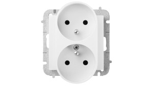 SANTRA gniazdo 2x2P+Z modułowe bez ramki podtynkowe biały 4143-10