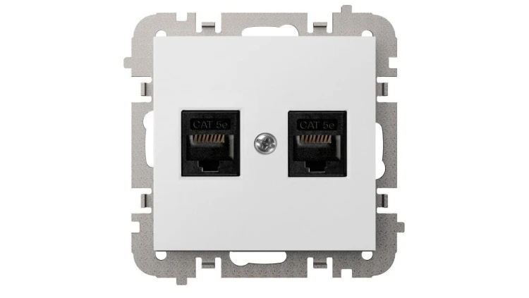 SANTRA gniazdo 2xkomputerowe RJ45 bez ramki podtynkowe biały 4149-10