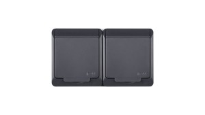 HERMES Gniazdo podwójne z/u 2P+Z SCHUKO IP44 antracyt 0325-07