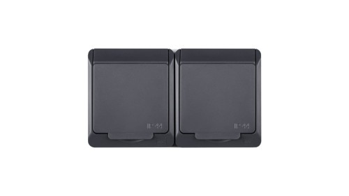 HERMES Gniazdo podwójne z/u 2P+Z SCHUKO IP44 antracyt 0325-07