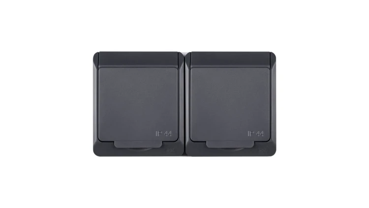 HERMES Gniazdo podwójne z/u 2P+Z SCHUKO IP44 antracyt 0325-07