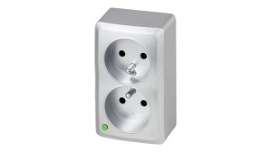 BERG Gniazdo podwójne z uziemieniem n/t GNT 2x2P+Z srebrne 3743-06