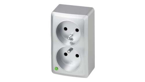 BERG Gniazdo podwójne z uziemieniem n/t GNT 2x2P+Z srebrne 3743-06