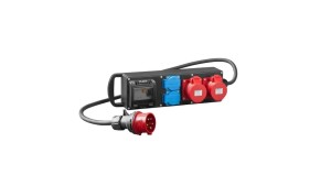 Rozgałęziacz przemysłowy RS-P gumowany 2x2P+Z 2x3P+N+Z 32A z przewodem i wtyką 5P 32A czarny 7012-10