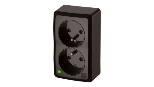 BERG Gniazdo podwójne z uziemieniem n/t 2x2P+Z 16A brązowy 3743-05