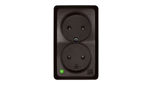 BERG Gniazdo podwójne n/t 2x2P 16A brązowy 3744-05