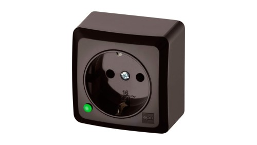 BERG Gniazdo pojedyncze schuko n/t 2P+Z 16A brązowy 3737-05