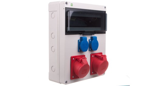 Rozdzielnica budowlana RS-12 mod 2x2P+Z 3P+N+Z 16A 3P+N+Z 32A IP44 szara 6210-00