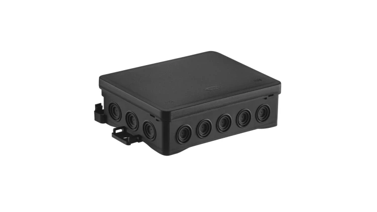 Puszka naścienna 90x40x135mm z dławnicą zintegrowaną samozatrzaskowa, bezhalogenowa, seria FASTBOXiHOOK czarna IP54 NS9 35404107