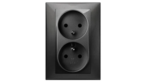 SANTRA gniazdo 2x2P+Z monolit z ramką podtynkowe czarny 4135-09