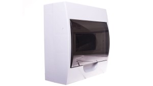 Rozdzielnica modułowa 1x8 natynkowa IP40 IK06 N+PE II klasa drzwi transparentne szare DB108S 1X8P/SMD biała 3832