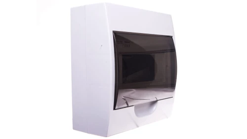 Rozdzielnica modułowa 1x8 natynkowa IP40 IK06 N+PE II klasa drzwi transparentne szare DB108S 1X8P/SMD biała 3832