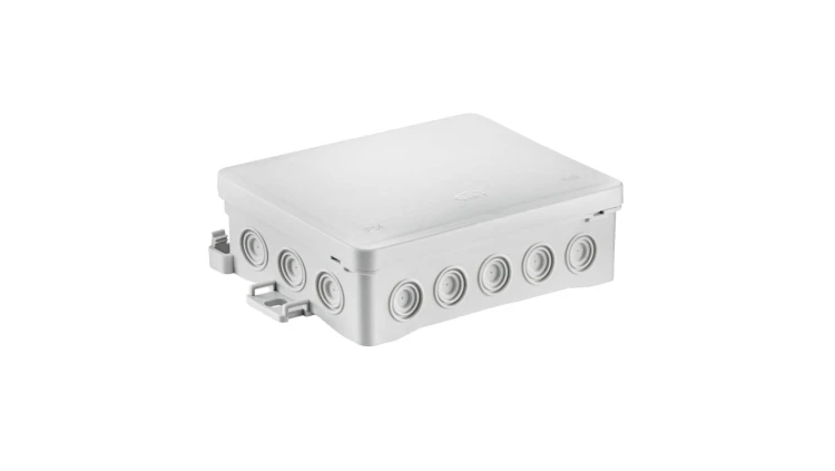 Puszka naścienna 90x40x135mm z dławnicą zintegrowaną samozatrzaskowa, bezhalogenowa, seria FASTBOXiHOOK szara IP54 NS9 35404102