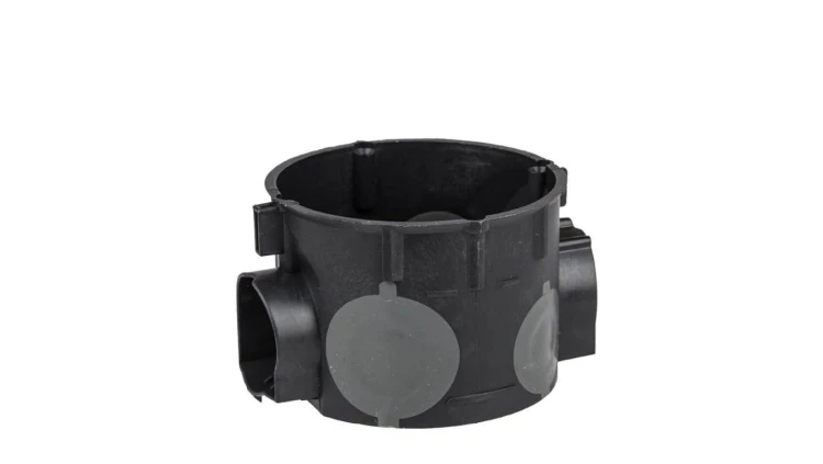 Puszka podtynkowa 60mm płytka z membranami przebiciowymi czarna wiatroszczelna E106-2K 83106007 /25szt./