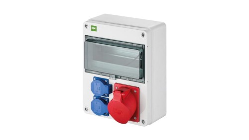 Rozdzielnica budowlana natynkowa RS-10 modułów 2x2P+Z 3P+N+Z 32A IP54 szara 6225-00