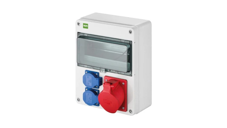 Rozdzielnica budowlana natynkowa RS-10 modułów 2x2P+Z 3P+N+Z 32A IP54 szara 6225-00