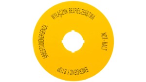 Tabliczka opisowa żółta okrągła WYŁĄCZNIK BEZPIECZEŃSTWA (4 języki) fi90, M22-XAK15167640