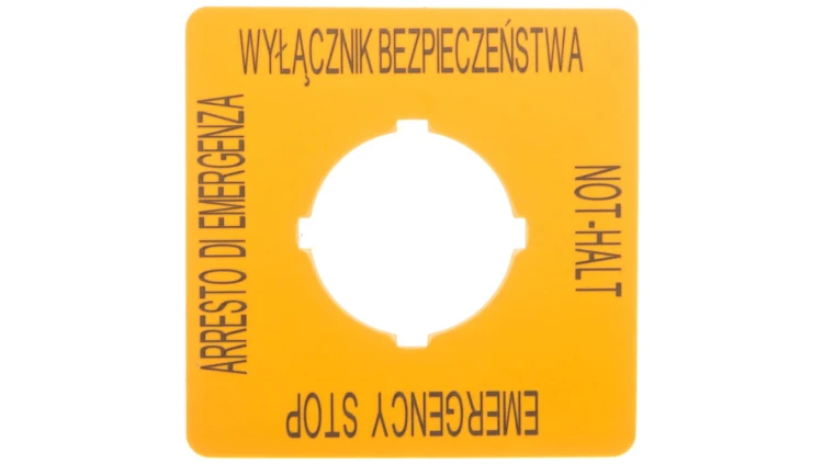 Szyld do przycisków bezpieczeństwa PL, GB, DE, I typ: M22-XYK15 167642