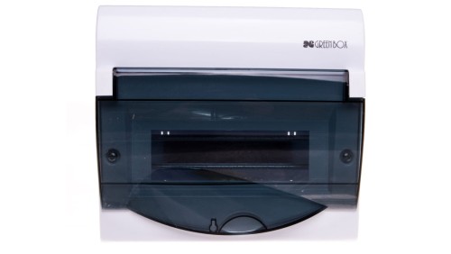 Rozdzielnica modułowa 1x8+2 natynkowa GREEN BOX RN 1/8+2 drzwi transparentne dymne N+PE IP40 2352-01