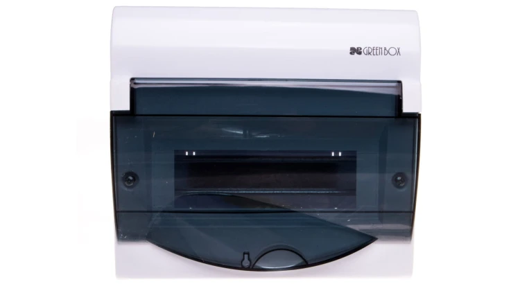 Rozdzielnica modułowa 1x8+2 natynkowa GREEN BOX RN 1/8+2 drzwi transparentne dymne N+PE IP40 2352-01