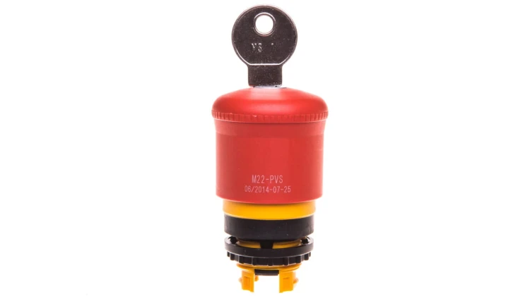Przycisk bezpieczeństwa 22mm 0Z 1R IP66 klucz M22-PVS/K01 216514