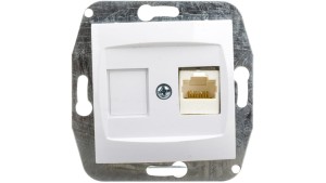 CARLA Gniazdo komputerowe pojedyncze RJ45 cat 5e białe 1748-10