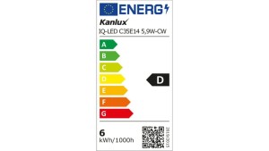 Żarówka LED E14 IQ-LED C35E14 5,9W-CW 806lm 6500K barwa zimna 3 lata Gwar. 36687