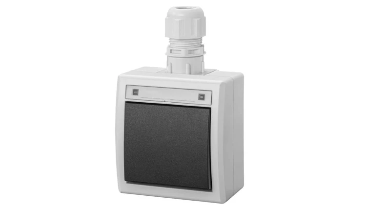 AQUANT 2K łącznik natynkowy 1-biegunowy (schodowy) IP65 szary 5001-65