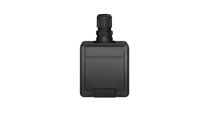 AQUANT 2K gniazdo natynkowe pojedyncze z uziemieniem 2P+Z IP65 antracytowy 5041-67