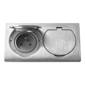 Gniazdo hermetyczne podwójne podtynkowe z/u IP55 stal nierdzewna OR-AE-1398