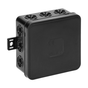 Puszka n/t CLICK, IP54, 12 przepustów, 85x85x41mm, czarna,OR-JB-13803/B