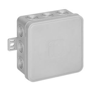 Puszka n/t CLICK, IP54, 12 przepustów, 85x85x41mm, szara,OR-JB-13803/G
