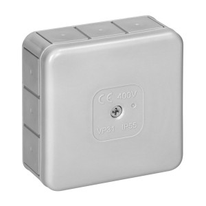 Puszka n/t PRO, IP55, 400V, 12 przepustów, 85x85x37mm, szara,OR-JB-13807/G