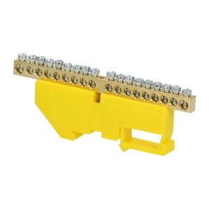 Listwa zaciskowa PE, na szynę TH35, 18 przewodów, żółta,OR-LZ-8204/18/Y