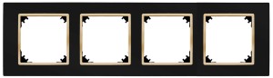 SANTRA ramka czterokrotna IP20 czarny/złoty 4174-47